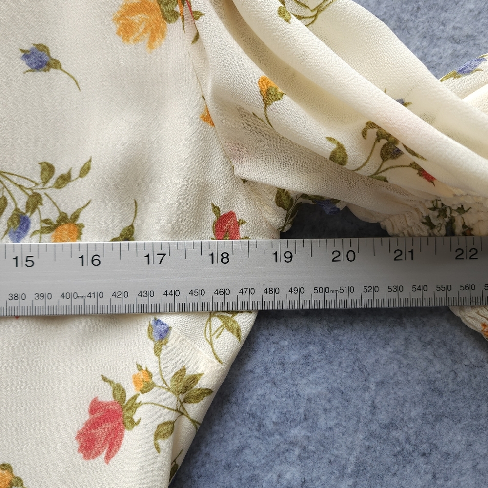 Reformation Alison Floral Cream Mini Dress with Button Detail - Picture 10 of 10